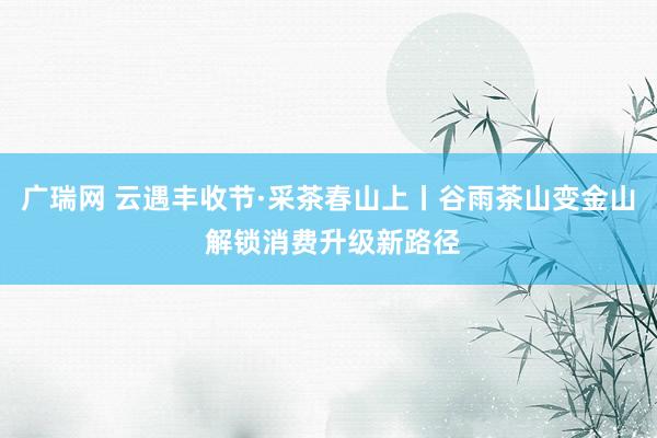 广瑞网 云遇丰收节·采茶春山上丨谷雨茶山变金山 解锁消费升级新路径